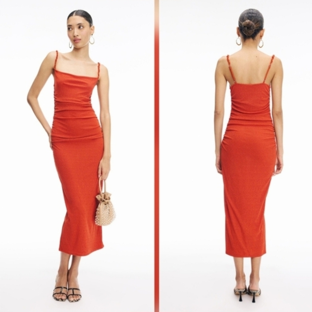 Nanushka Alexa Midi Dress In Red Casual Sleeveless Pull on Size L